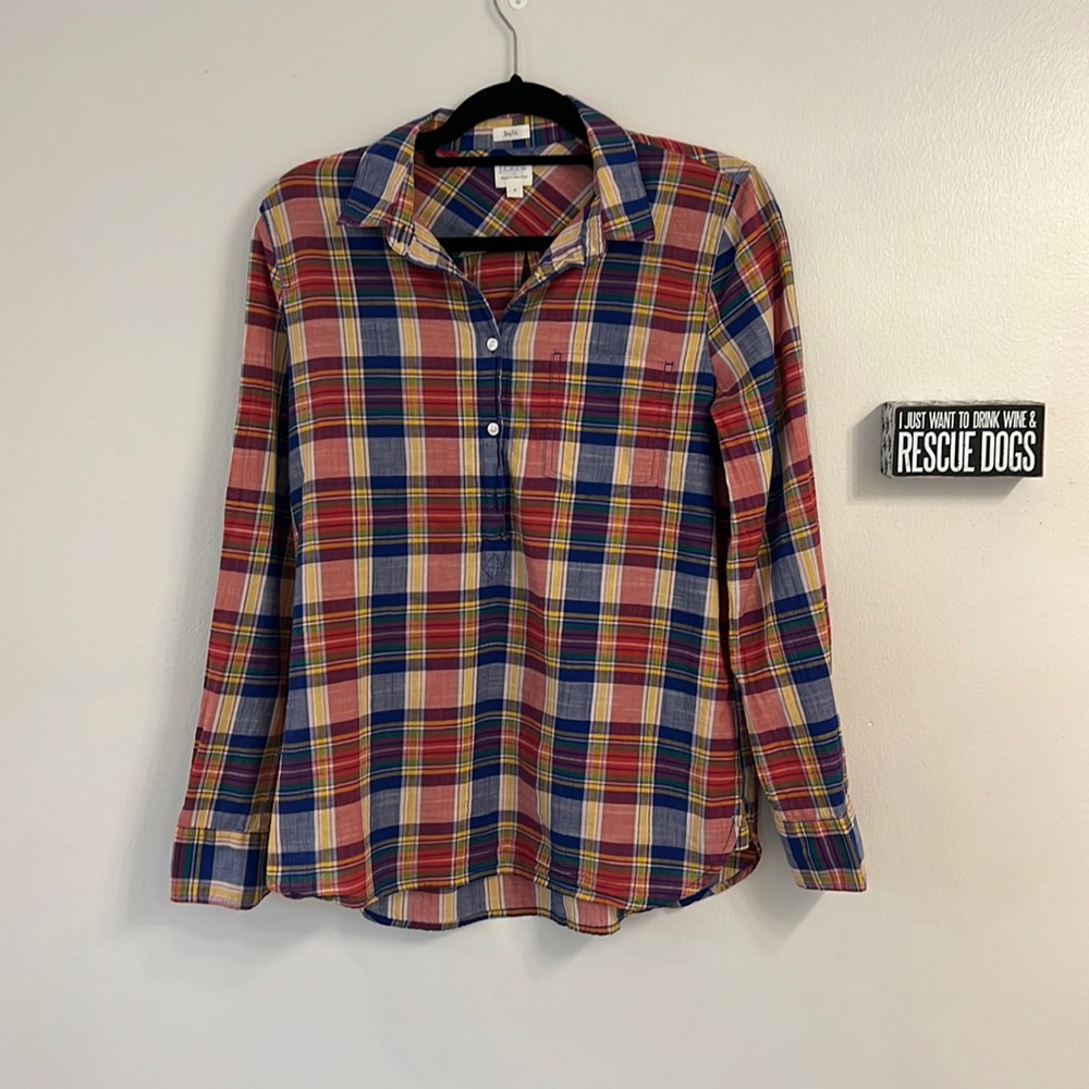J. Crew Plaid half button up